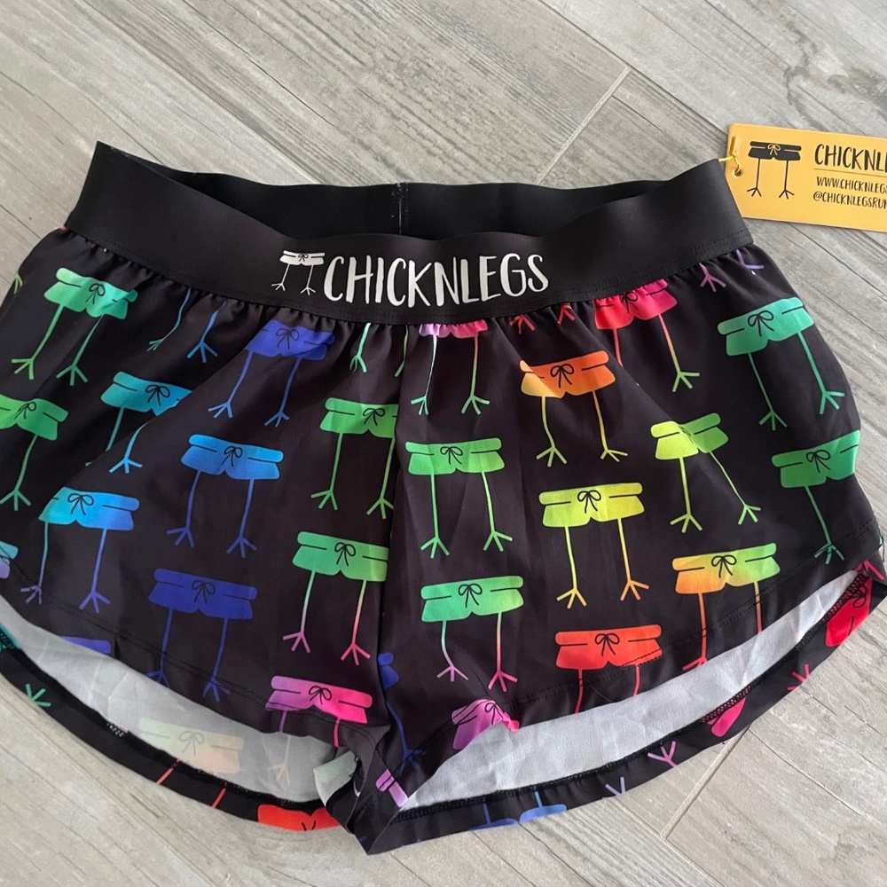 Chicknlegs Size XS Rainbow Mile 1.5" Women's Running Shorts